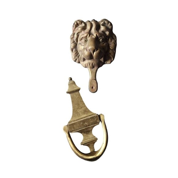 Vintage Antique Solid Brass Heavyweight Lion Head Door Knocker - Picture 1 of 8